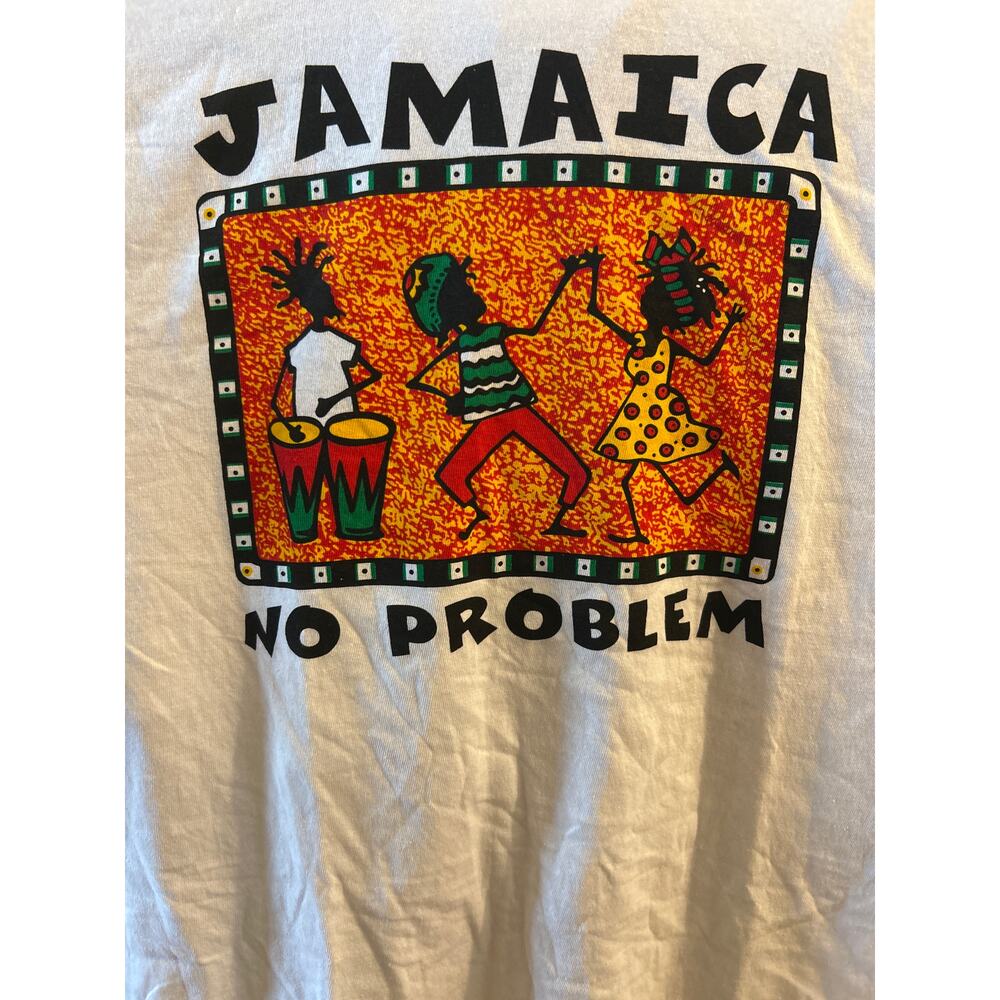 Jamaica Dailyt's Short Sleeve Tshirt White XXL Jamaica No Problems Reggae Rasta